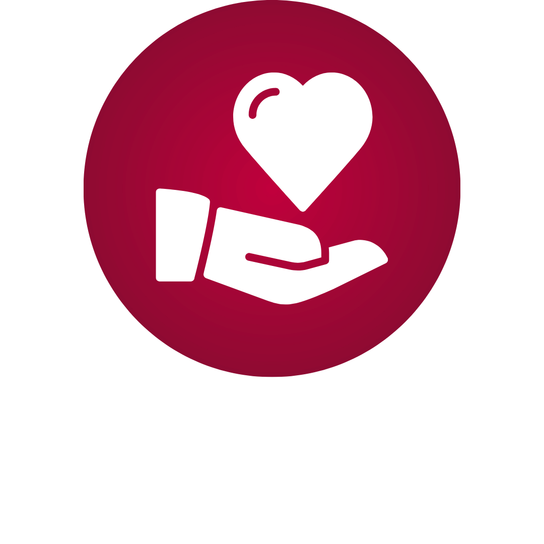 Das Icon zeigt eine offene Hand, die ein Herz hält.
